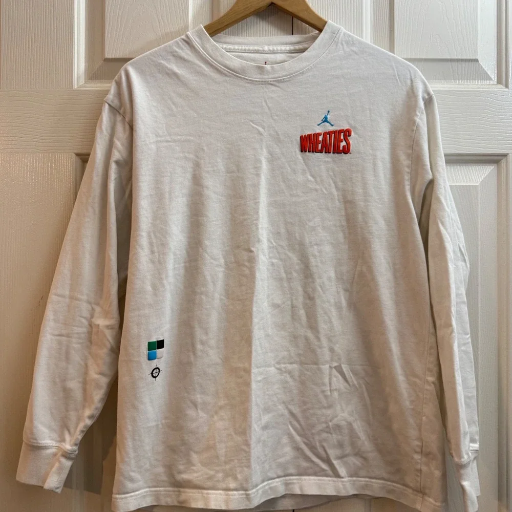 Jordan Flight MVP 85 Wheaties Long Sleeve Graphic T-Shirt White Mens Medium